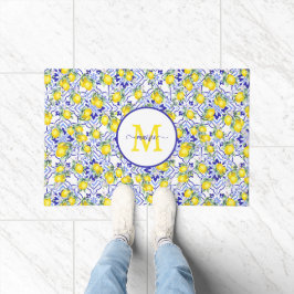 Tapete Azulejo Nome Monograma Limão Azul País Francês