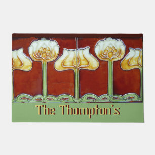Tapete Azulejo Personalizado Vintage Art Nouveau Lotus Fl