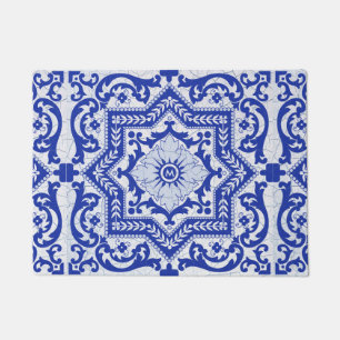 Tapete Azulejo Vintage, Estilo Cerâmico Rachado Azul