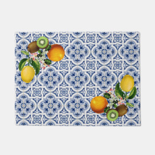 Tapete Azulejos brancos, azuis, italianos Amalfi