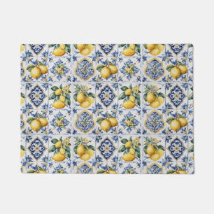 Tapete Azulejos brancos, azuis, italianos Amalfi