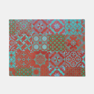 Tapete Azulejos egeus legais e modernos em vermelho e azu