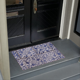 Tapete Azulejos Portugueses - Azulejo Azul e Branco Flora