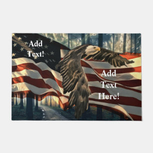 Tapete Bald Eagle American Flag Country Road Doormat