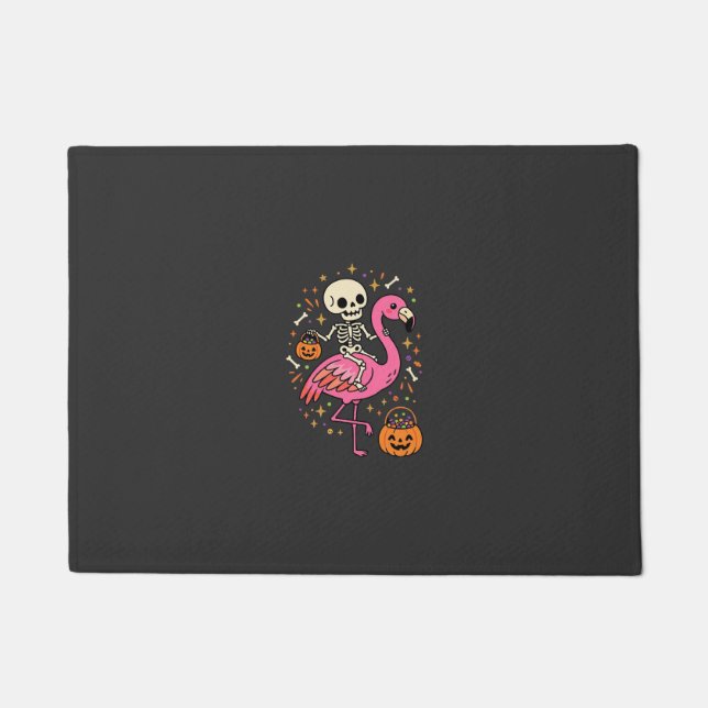 Tapete Balde de Doces de Esqueleto de Flamingo de Hallowe (Frente)