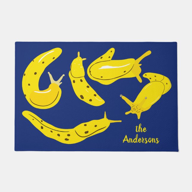 Tapete Banana Slugs Gráfico Amarelo e Azul Personalizado (Frente)