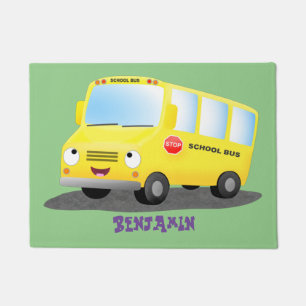 Tapete Banda branca e feliz de ônibus escolar amarelo