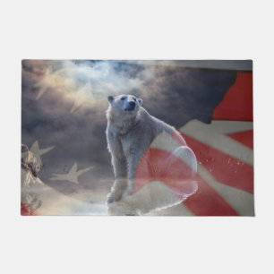 Tapete Bandeira Americana do Urso Polar do Alasca