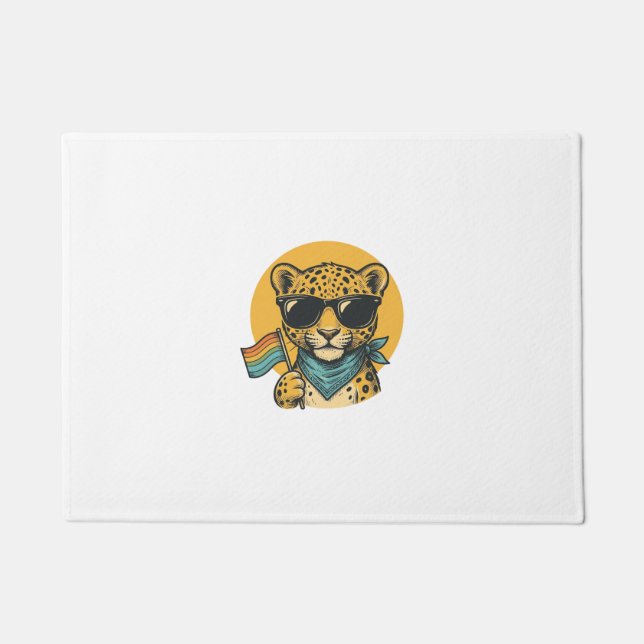 Tapete Bandeira do Orgulho do Leopardo Arco-íris Design V (Frente)