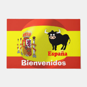 Tapete Bandeira Espanhola com Bull Doormat