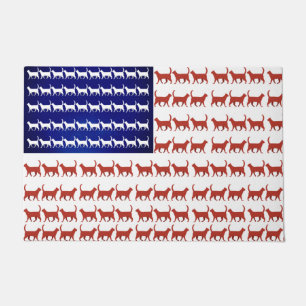 Tapete Bandeira Gato dos EUA 4 de julho Gatinho Americano