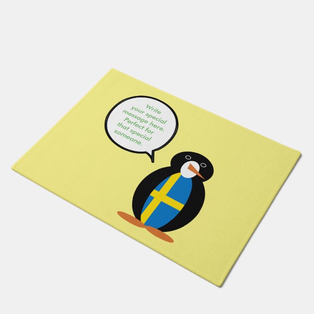 Tapete Bandeira Sueca Pinguim Sra. Personalizado  (Inclinado)