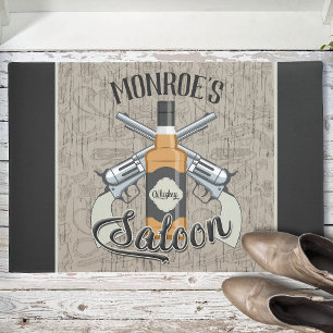 Tapete Bar de Salão Whiskey Cowboy Revolver Gun Gun