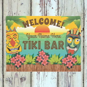 Tapete Bar Tiki Bem-vindo com Máscara Sunset Add Name