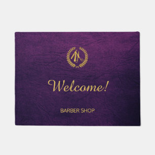 Tapete Barbeiro de luxo compre couro roxo olha ouro