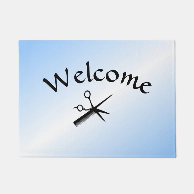 Tapete Barber Beauticitic Design Blue Welcome (Frente)