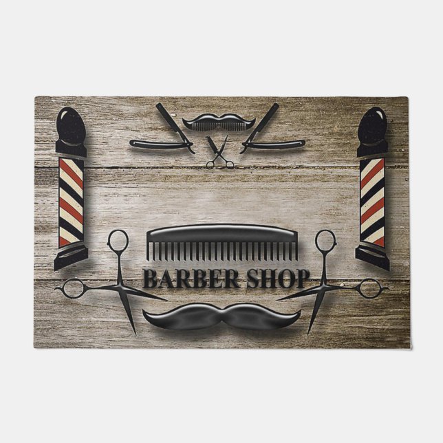 Tapete Barber Compro Boas-vindas Mat, Salão de Cabelo (Frente)
