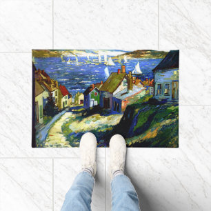 Tapete Barcos à vela pelo porto, pintura de arte