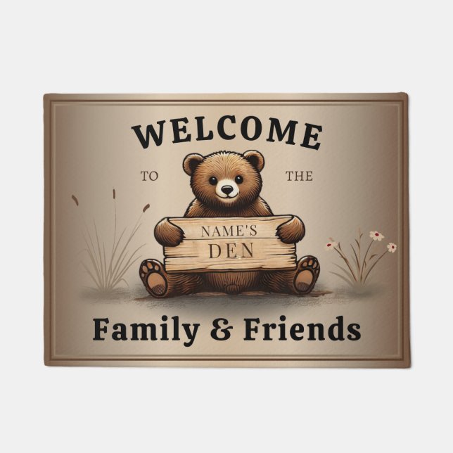 Tapete Bärengruß mit persönlichem Namensschild Familien (Frente)
