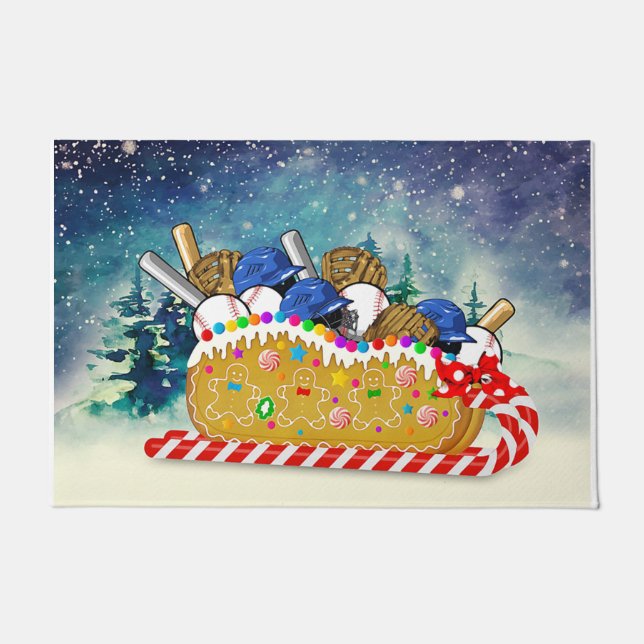 Tapete Baseball Christmas Doormat, Lovely Christmas Gift (Frente)