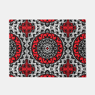 Tapete Batik, vermelho, preto & branco do sudoeste da