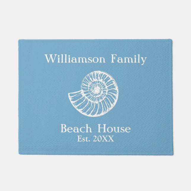 Tapete Beach House Shell Blue Monogrammed (Frente)