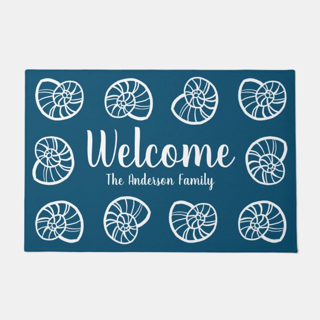 Tapete Beachal Costeira, Cascas Brancas e Marinho Azul (Frente)