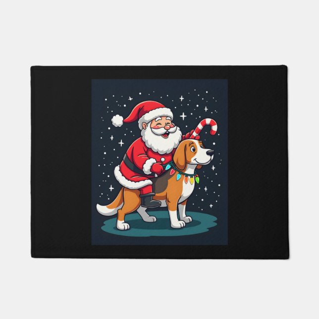 Tapete Beagle Xmas Lighting Papais noeis pilotando Beagle (Frente)