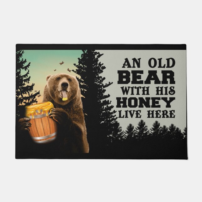 Tapete Bear Bem-Vindo Mat, Doormat Querida, Presente De B (Frente)