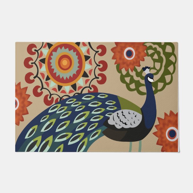 Tapete Beautiful Peacock Doormat, Vintage Peacock Mat (Frente)