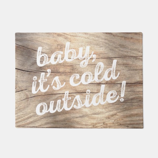 Tapete bebê, é parte externa fria! no fundo de madeira (Frente)