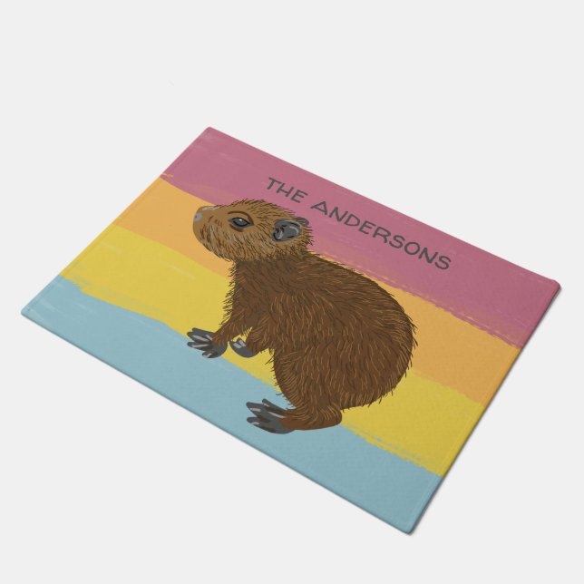 Tapete Bebê Personalizado, Capybara Colorida Striped (Inclinado)