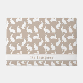 Tapete Beige And White Bunnies With Family Name Easter