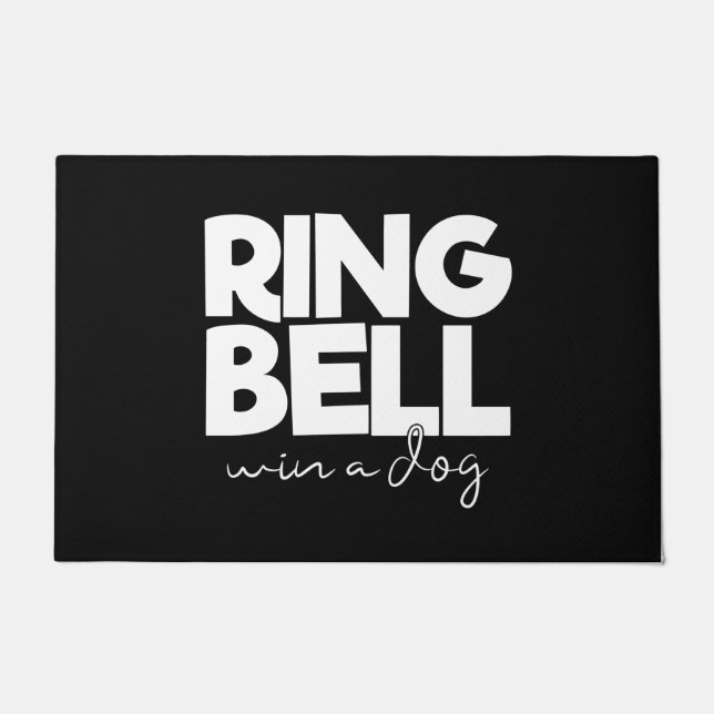 Tapete Bela-vinda Mat Ring Bell Win A Black White (Frente)