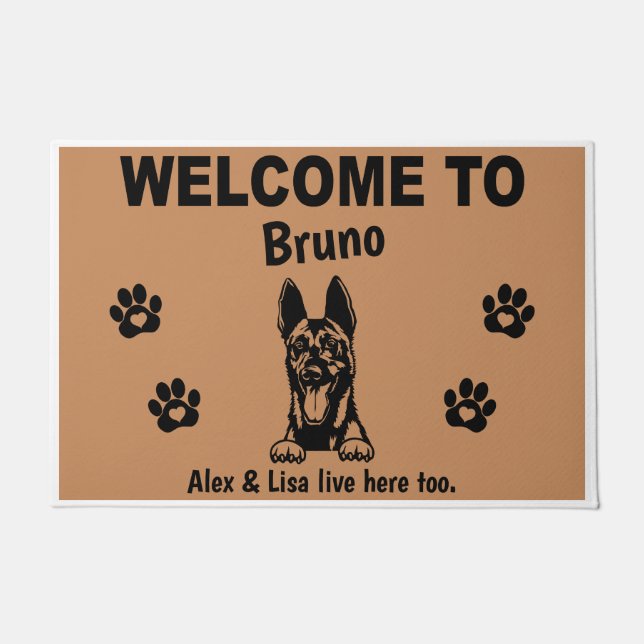 Tapete Belgian Malinois Welcome Personalized Custom (Frente)