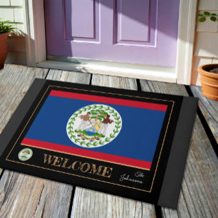 Tapete Belize House Mat, esportes Belizian Flag / Bem-vin