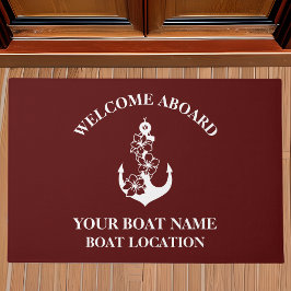 Tapete Bem-vindo a bordo Nome Floral Anchor Maroon