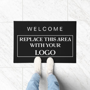 Tapete Bem-vindo à empresa de logotipo comercial preto a 