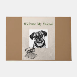 Tapete Bem-vindo a Matriz com Dachshund Pug Mix nos Óculo