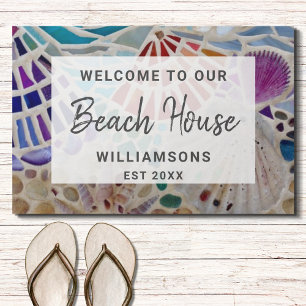 Tapete Bem-vindo à Nossa Casa de Praia Esteira Personaliz