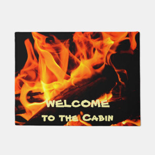 Tapete Bem-vindo à porta de incêndio do registro de cabin