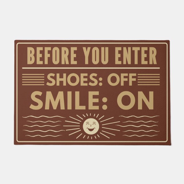 Tapete Bem-vindo ao estilo - calçados desligados, sorria  (Frente)