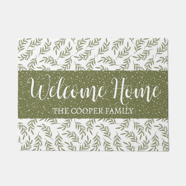 Tapete Bem-vindo ao Inverno Cypress & Snowfall Patterno V (Frente)