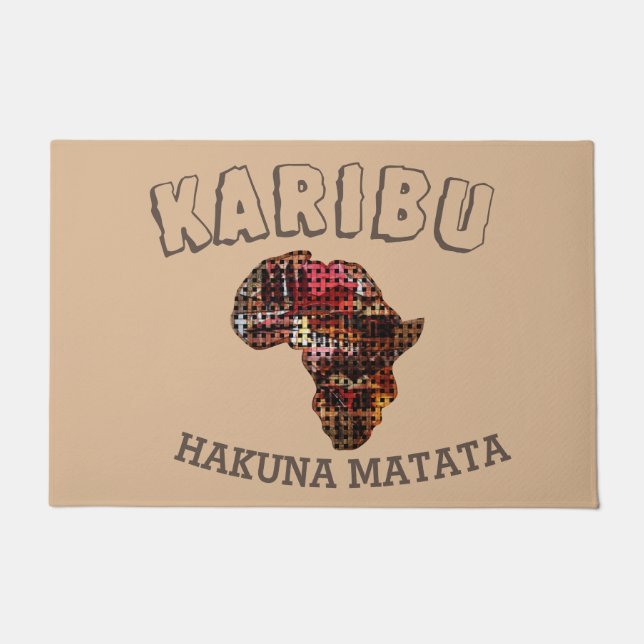 Tapete Bem-vindo ao lar Africano Hakuna Matata (Frente)