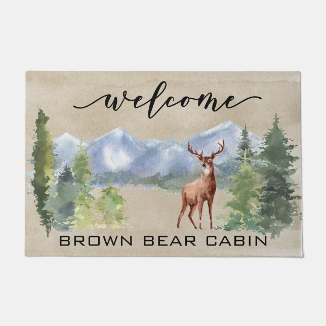 Tapete Bem-vindo ao Lodge Deer Mountain home (Frente)