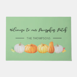 Tapete Bem-vindo ao nome da família Pumpkin Patch