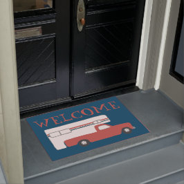 Tapete BEM-VINDO Caminhão Camper Vintage Motorhome Red Bl