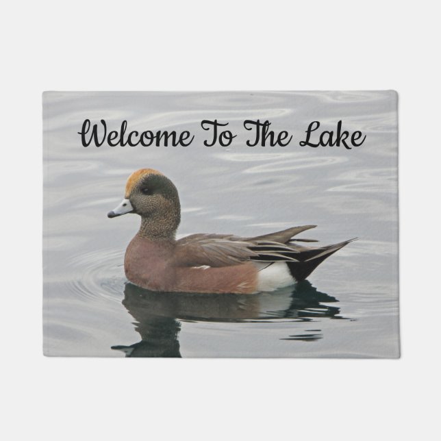 Tapete Bem-vindo Duck Photo Wigeon Calm Water Lake House (Frente)