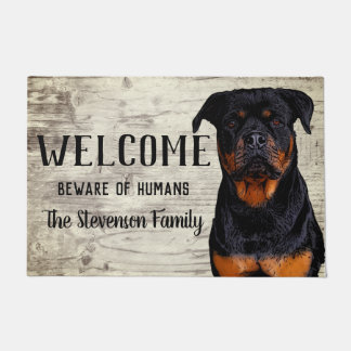 Tapete Bem-vindo Nome da Família Animal do Rottweiler