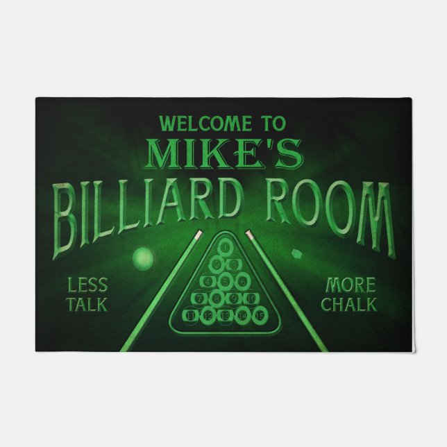 Tapete Bem-Vindo Personalizado À Matriz Do Billiard Room (Frente)